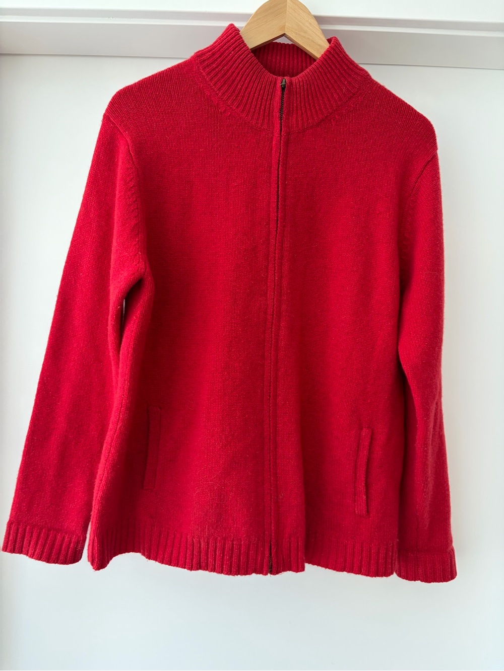 Irelandseye Red Wool Cashmere Blend Women's Zip Sweater - XXL